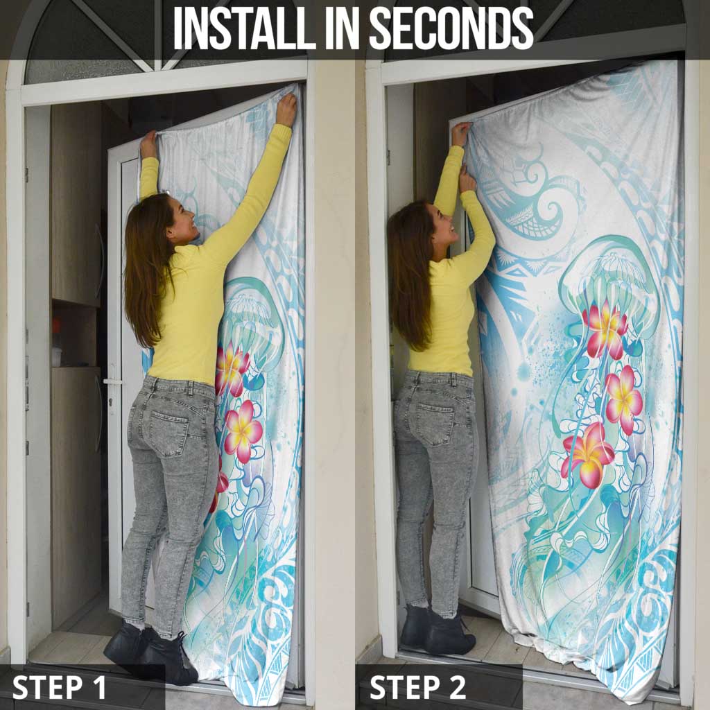 Sea Blue Polynesian Jellyfish Door Cover Watercolor Glows LT7 - Polynesian Pride