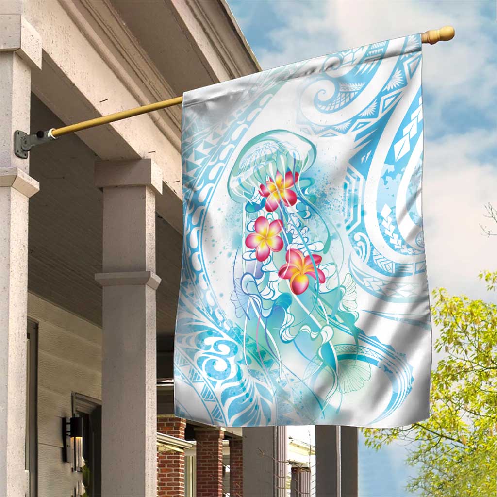 Sea Blue Polynesian Jellyfish Garden Flag Watercolor Glows LT7 House Flag Light Blue - Polynesian Pride