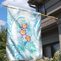 Sea Blue Polynesian Jellyfish Garden Flag Watercolor Glows LT7 - Polynesian Pride