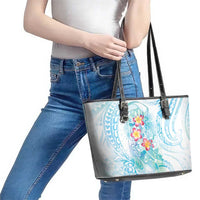 Sea Blue Polynesian Jellyfish Leather Tote Bag Watercolor Glows LT7 - Polynesian Pride