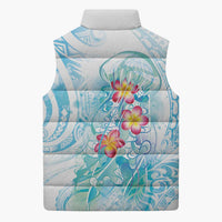 Sea Blue Polynesian Jellyfish Sleeveless Puffer Jacket Watercolor Glows LT7 - Polynesian Pride