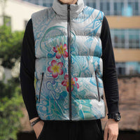 Sea Blue Polynesian Jellyfish Sleeveless Puffer Jacket Watercolor Glows LT7 - Polynesian Pride