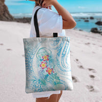 Sea Blue Polynesian Jellyfish Tote Bag Watercolor Glows LT7 - Polynesian Pride