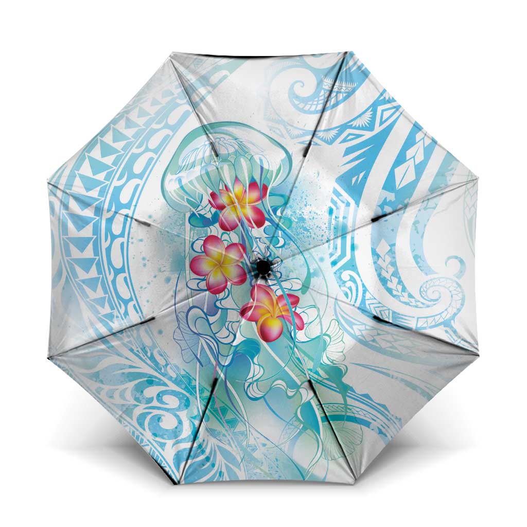 Sea Blue Polynesian Jellyfish Umbrella Watercolor Glows LT7 One Size Folded 11.42 inch Opened Diameter 37.4 inch Light Blue - Polynesian Pride