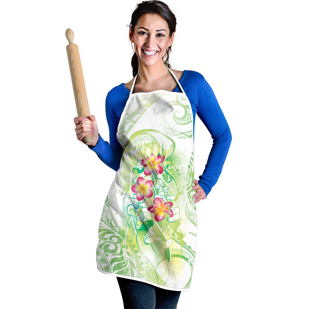 Summer Green Polynesian Jellyfish Apron Watercolor Glows LT7 - Polynesian Pride