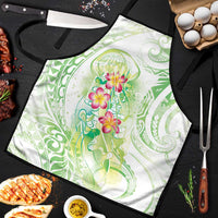 Summer Green Polynesian Jellyfish Apron Watercolor Glows LT7 Light Green - Polynesian Pride
