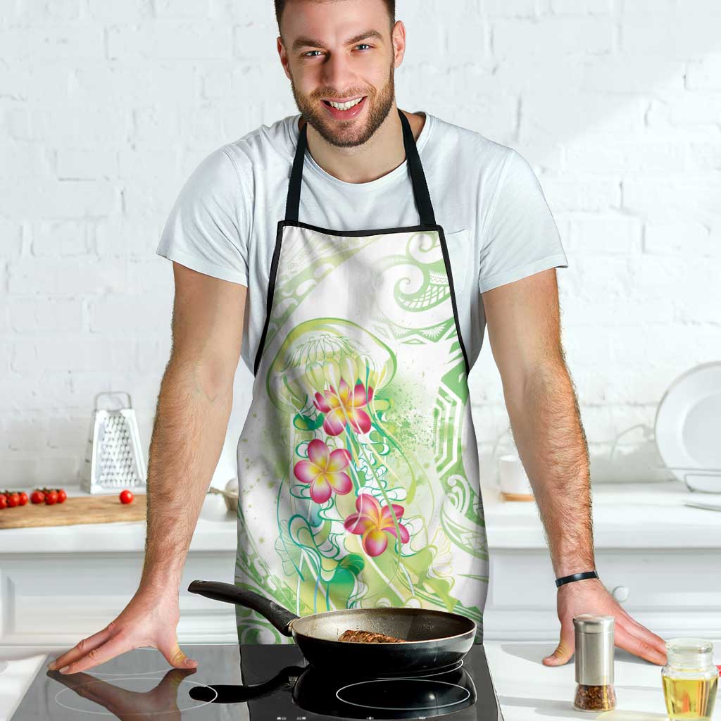 Summer Green Polynesian Jellyfish Apron Watercolor Glows LT7 - Polynesian Pride