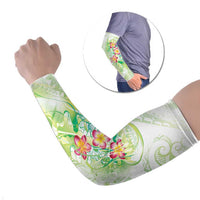 Summer Green Polynesian Jellyfish Arm Sleeves Watercolor Glows LT7 Set of 2 Light Green - Polynesian Pride