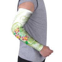 Summer Green Polynesian Jellyfish Arm Sleeves Watercolor Glows LT7 - Polynesian Pride