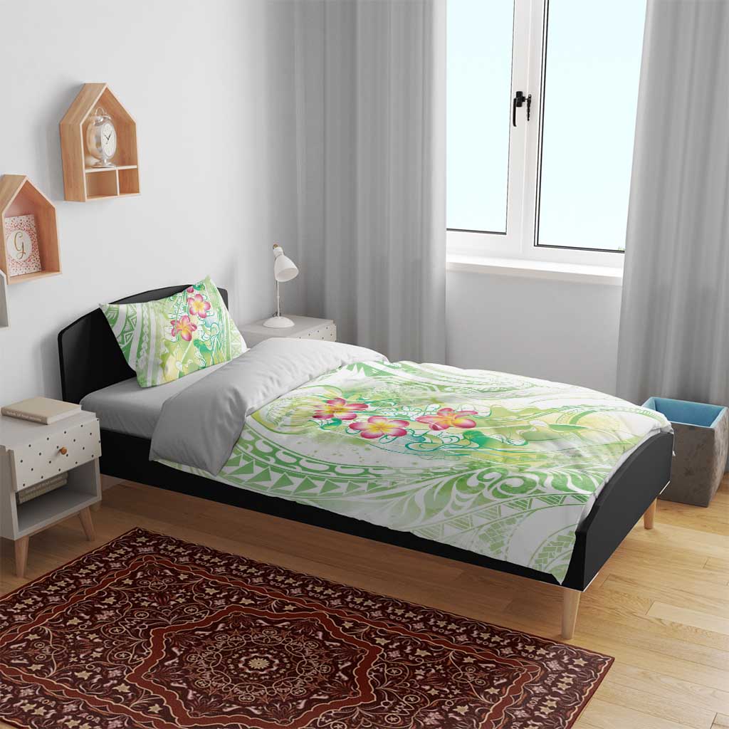 Summer Green Polynesian Jellyfish Bedding Set Watercolor Glows LT7 - Polynesian Pride