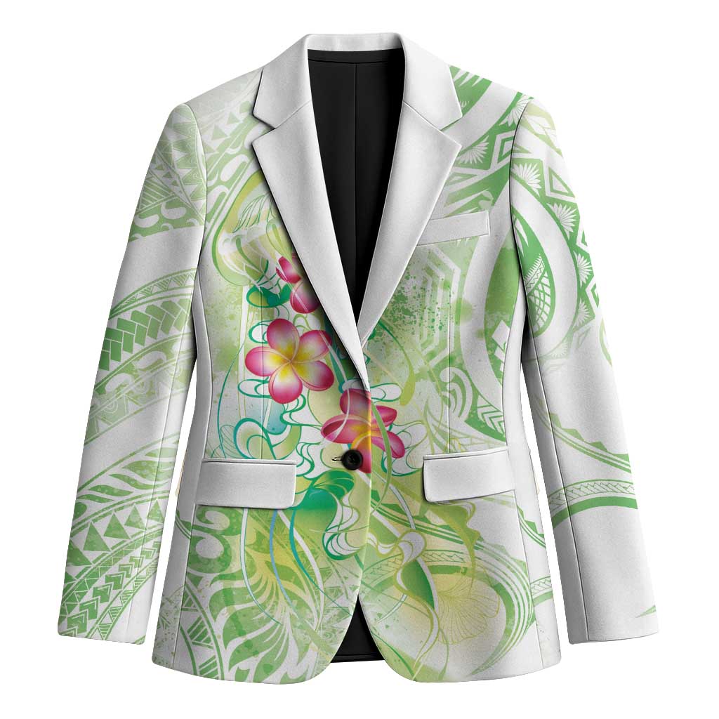Summer Green Polynesian Jellyfish Blazer Watercolor Glows LT7 Unisex Light Green - Polynesian Pride
