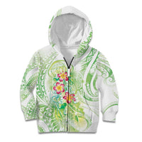 Summer Green Polynesian Jellyfish Kid Hoodie Watercolor Glows LT7 Zip Hoodie Light Green - Polynesian Pride