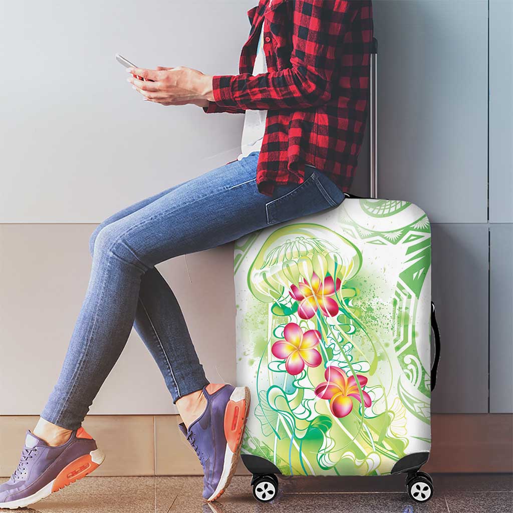 Summer Green Polynesian Jellyfish Luggage Cover Watercolor Glows LT7 - Polynesian Pride