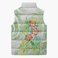 Summer Green Polynesian Jellyfish Sleeveless Puffer Jacket Watercolor Glows LT7 - Polynesian Pride