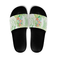 Summer Green Polynesian Jellyfish Slide Sandals Watercolor Glows LT7 Light Green - Polynesian Pride