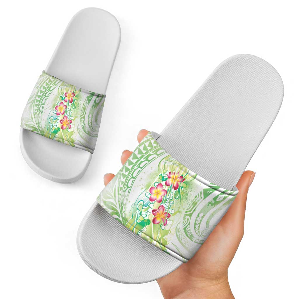 Summer Green Polynesian Jellyfish Slide Sandals Watercolor Glows LT7 - Polynesian Pride