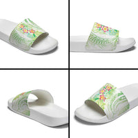 Summer Green Polynesian Jellyfish Slide Sandals Watercolor Glows LT7 - Polynesian Pride