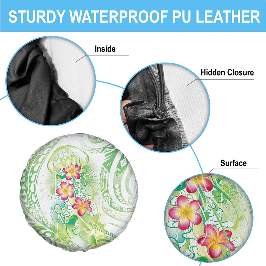 Summer Green Polynesian Jellyfish Spare Tire Cover Watercolor Glows LT7 - Polynesian Pride