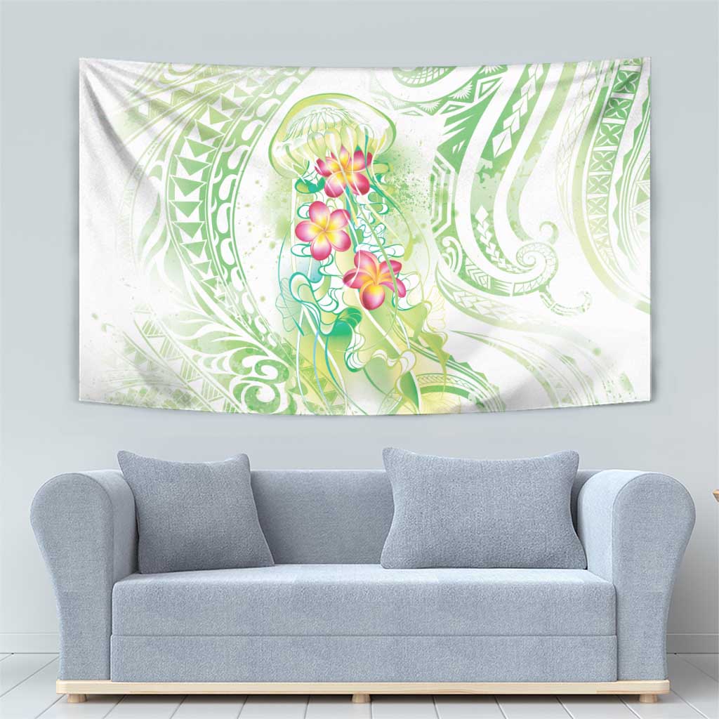 Summer Green Polynesian Jellyfish Tapestry Watercolor Glows LT7 - Polynesian Pride