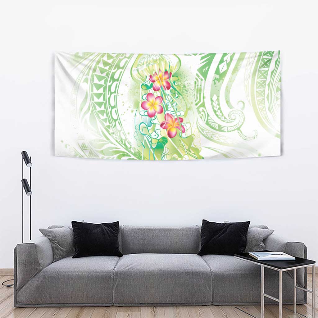 Summer Green Polynesian Jellyfish Tapestry Watercolor Glows LT7 - Polynesian Pride