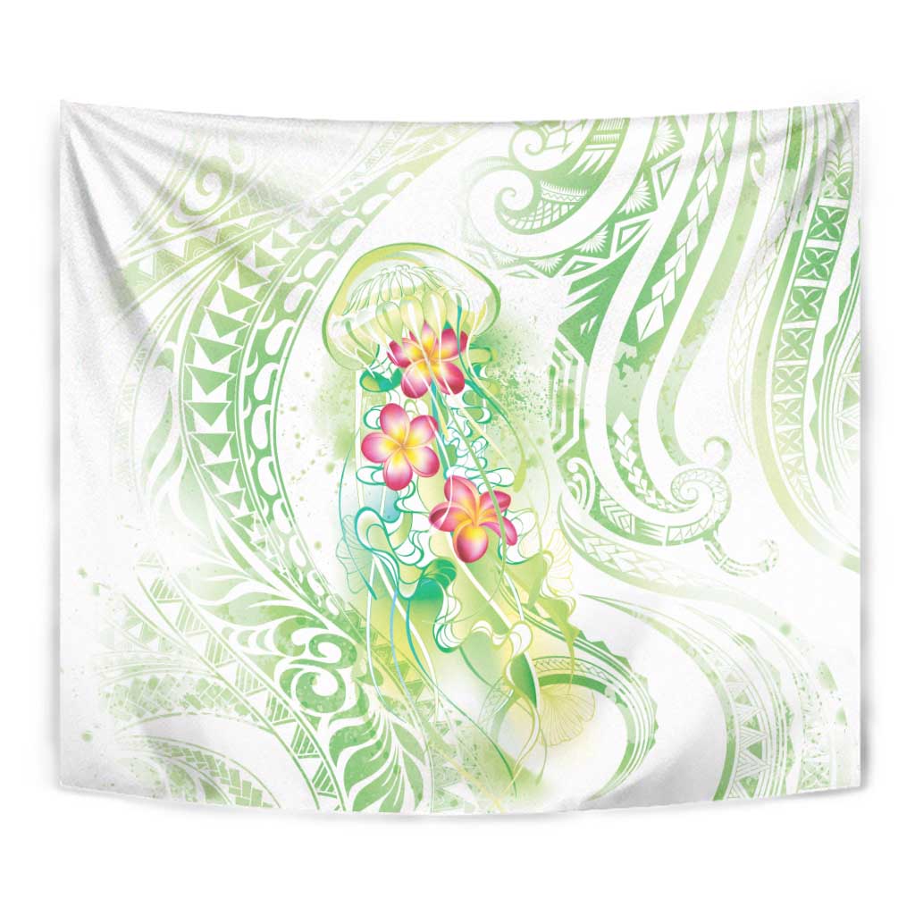Summer Green Polynesian Jellyfish Tapestry Watercolor Glows LT7 - Polynesian Pride