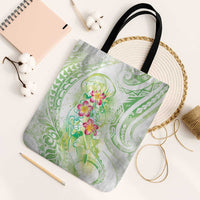 Summer Green Polynesian Jellyfish Tote Bag Watercolor Glows LT7 Black Strap One Size Light Green - Polynesian Pride