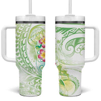 Summer Green Polynesian Jellyfish Tumbler With Handle Watercolor Glows LT7 One Size: 40 oz Light Green - Polynesian Pride
