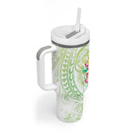 Summer Green Polynesian Jellyfish Tumbler With Handle Watercolor Glows LT7 - Polynesian Pride