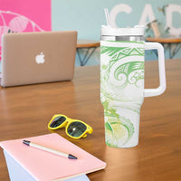 Summer Green Polynesian Jellyfish Tumbler With Handle Watercolor Glows LT7 - Polynesian Pride