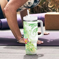 Summer Green Polynesian Jellyfish Tumbler With Handle Watercolor Glows LT7 - Polynesian Pride