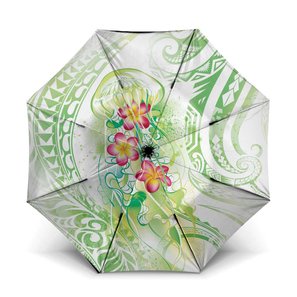 Summer Green Polynesian Jellyfish Umbrella Watercolor Glows LT7 One Size Folded 11.42 inch Opened Diameter 37.4 inch Light Green - Polynesian Pride