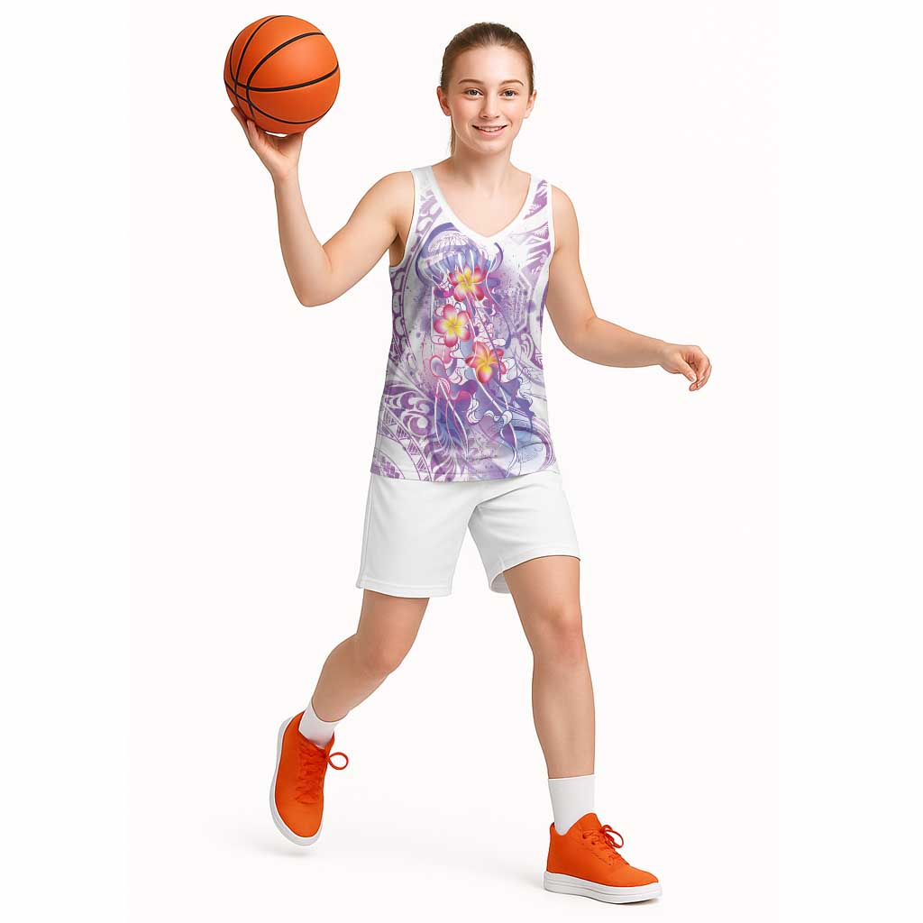 Lavender Polynesian Jellyfish Basketball Jersey Watercolor Glows LT7 - Polynesian Pride