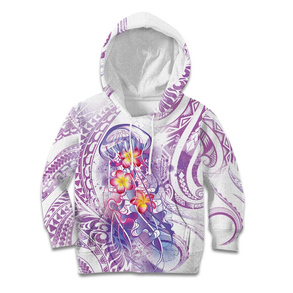 Lavender Polynesian Jellyfish Kid Hoodie Watercolor Glows LT7 Hoodie Lavender - Polynesian Pride