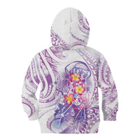Lavender Polynesian Jellyfish Kid Hoodie Watercolor Glows LT7 - Polynesian Pride