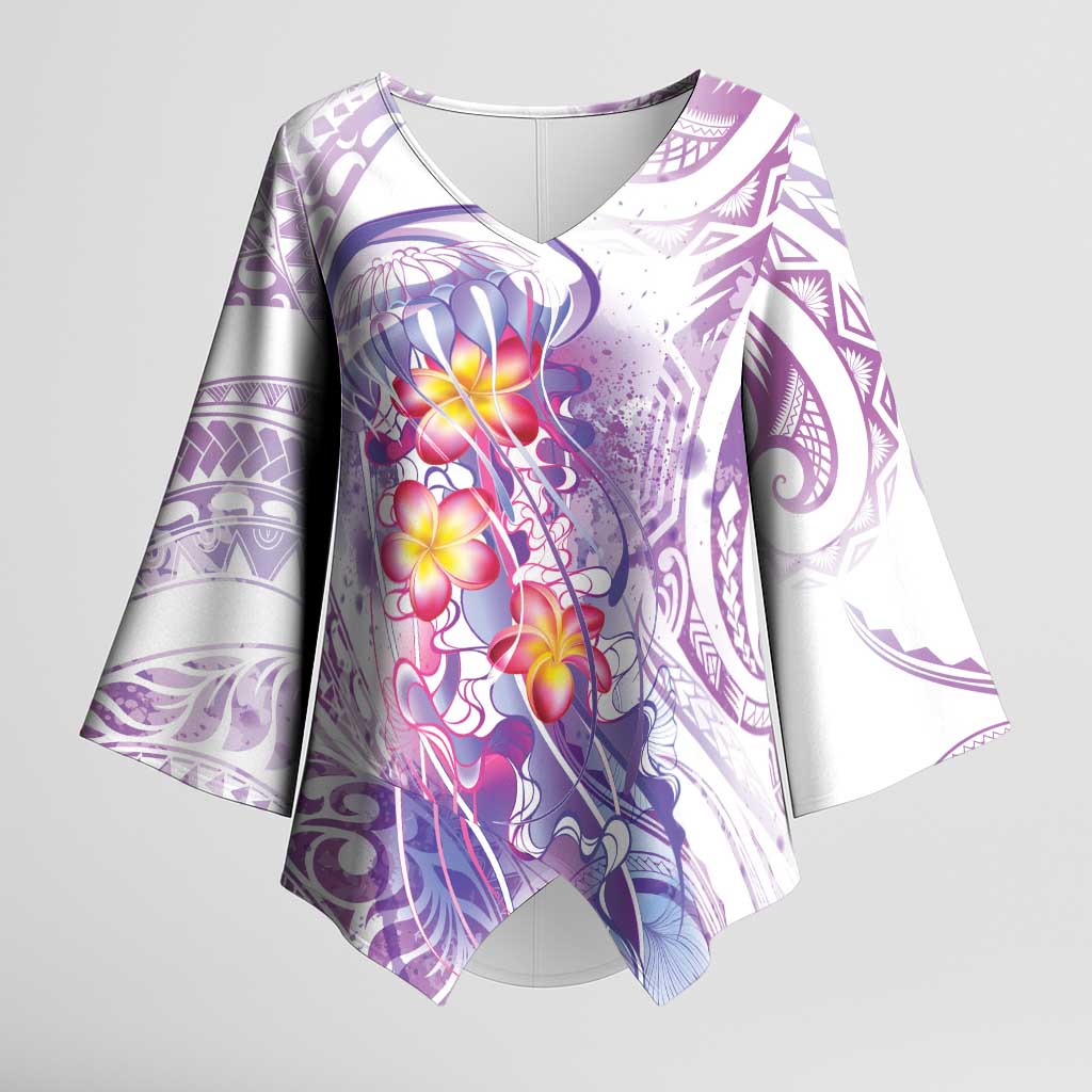 Lavender Polynesian Jellyfish Kimono Sleeve Blouse Watercolor Glows LT7 Female Lavender - Polynesian Pride