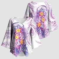 Lavender Polynesian Jellyfish Kimono Sleeve Blouse Watercolor Glows LT7 - Polynesian Pride