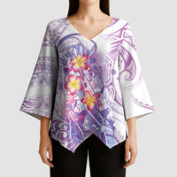 Lavender Polynesian Jellyfish Kimono Sleeve Blouse Watercolor Glows LT7 - Polynesian Pride