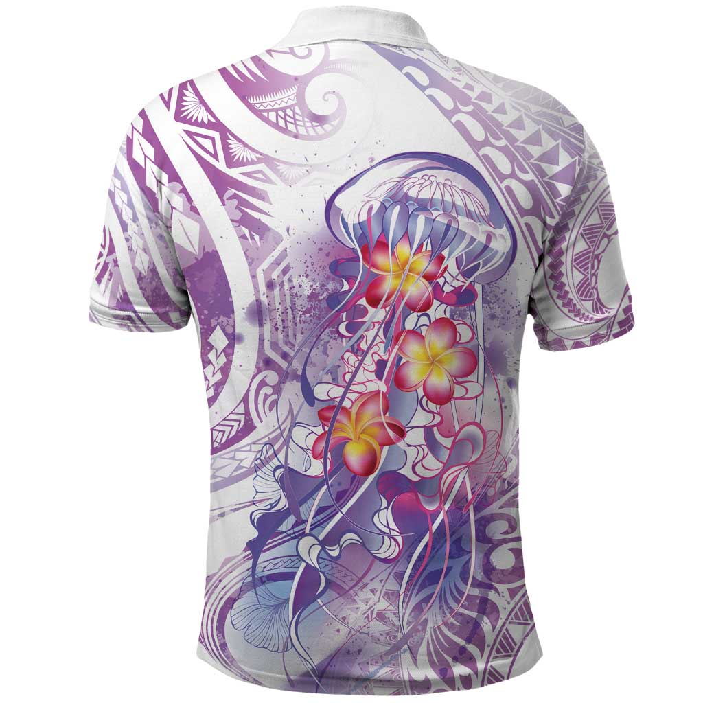 Lavender Polynesian Jellyfish Polo Shirt Watercolor Glows LT7 - Polynesian Pride