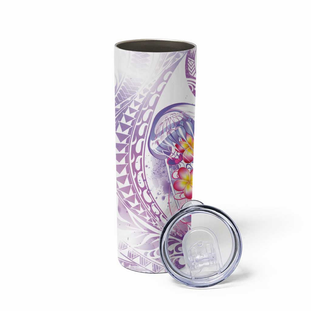 Lavender Polynesian Jellyfish Skinny Tumbler Watercolor Glows LT7 - Polynesian Pride