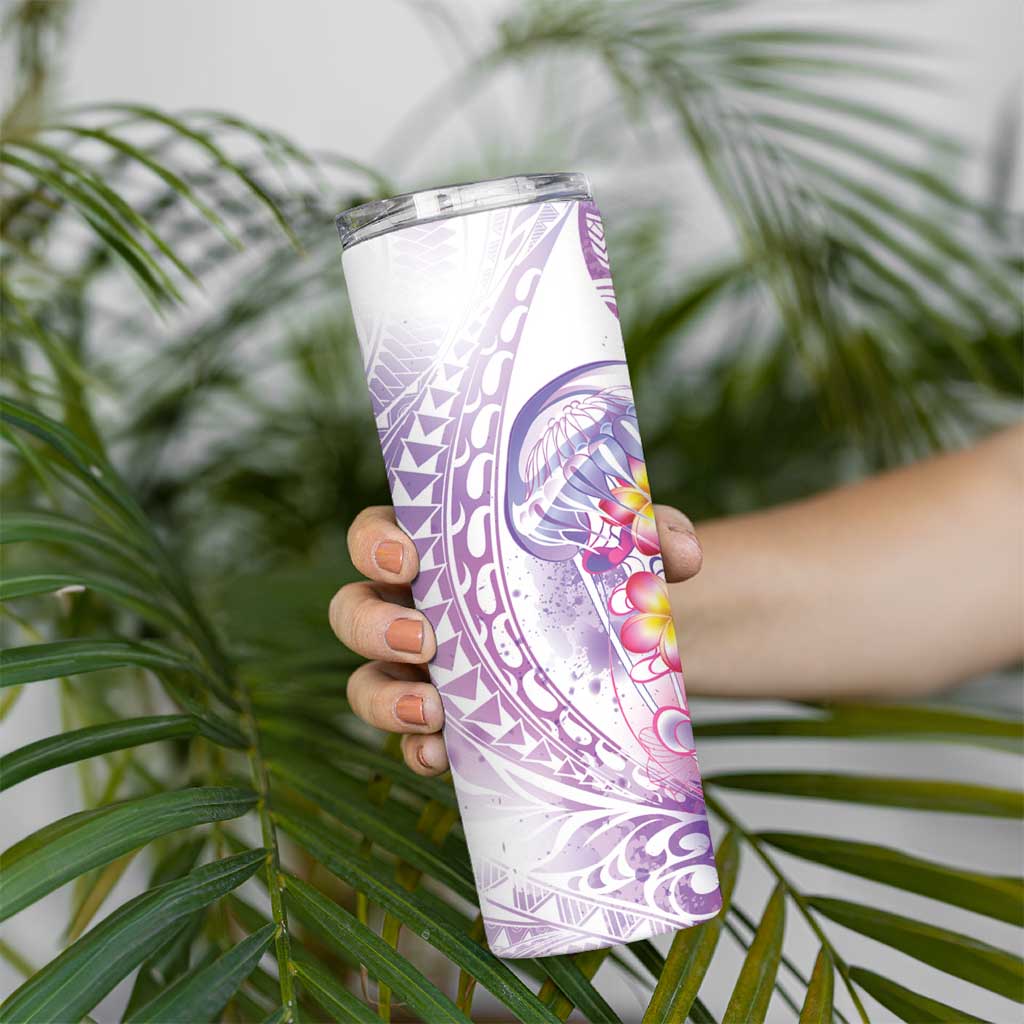 Lavender Polynesian Jellyfish Skinny Tumbler Watercolor Glows LT7 - Polynesian Pride