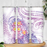 Lavender Polynesian Jellyfish Skinny Tumbler Watercolor Glows LT7 - Polynesian Pride
