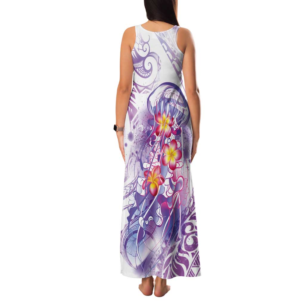 Lavender Polynesian Jellyfish Tank Maxi Dress Watercolor Glows LT7 - Polynesian Pride