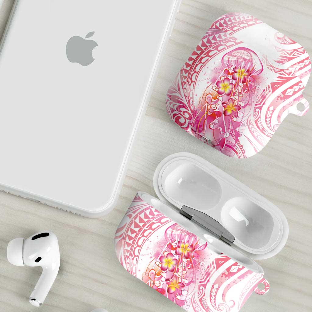 Rose Pink Polynesian Jellyfish AirPods Case Watercolor Glows LT7 - Polynesian Pride