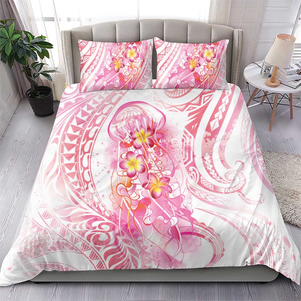 Rose Pink Polynesian Jellyfish Bedding Set Watercolor Glows LT7 - Polynesian Pride