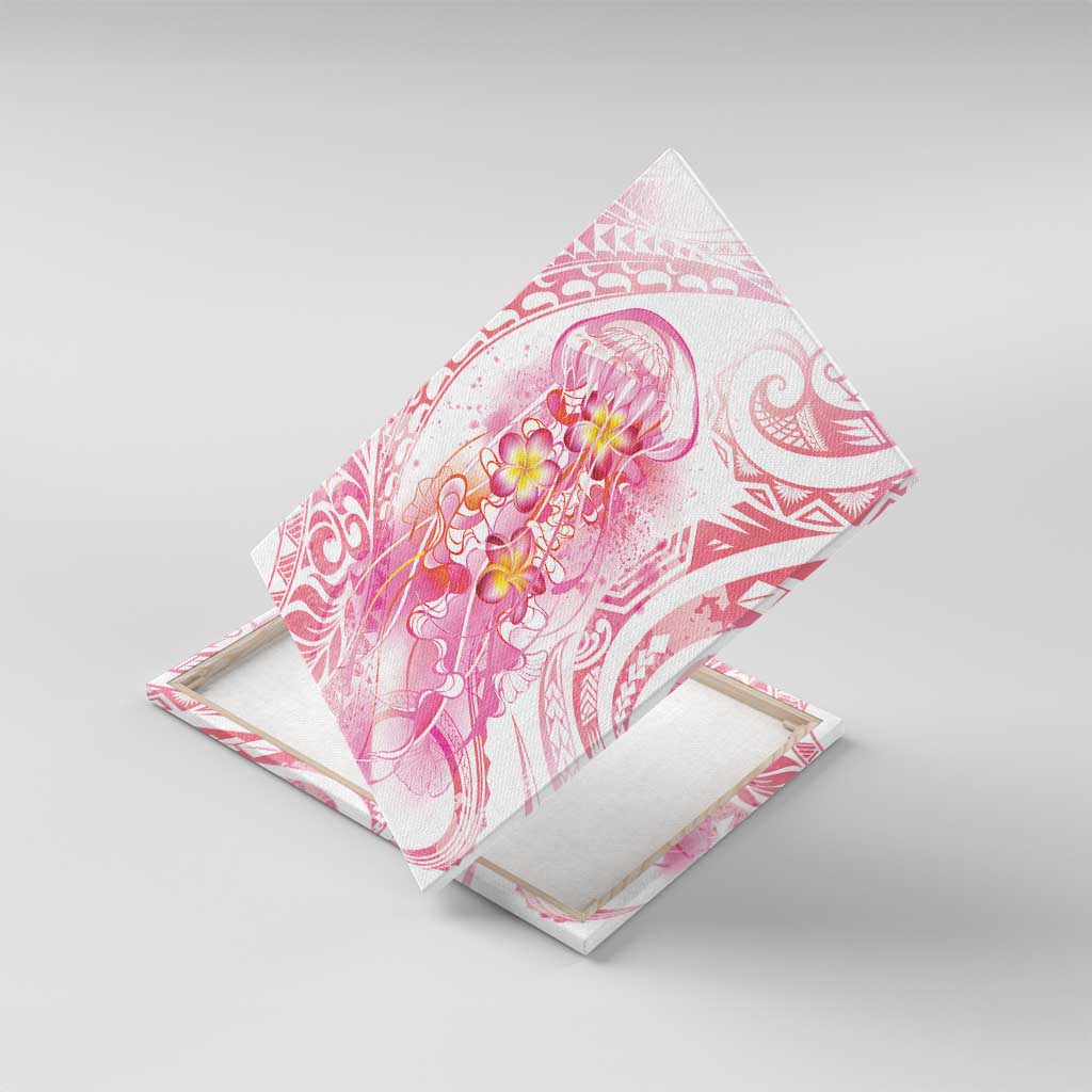 Rose Pink Polynesian Jellyfish Canvas Wall Art Watercolor Glows LT7 With Frame Rose Pink - Polynesian Pride