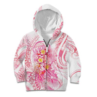 Rose Pink Polynesian Jellyfish Kid Hoodie Watercolor Glows LT7 Zip Hoodie Rose Pink - Polynesian Pride