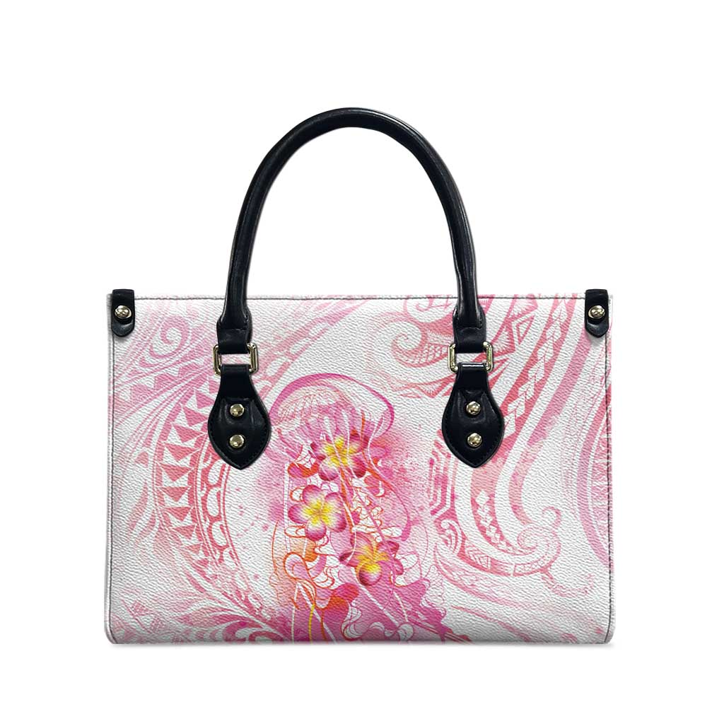 Rose Pink Polynesian Jellyfish Leather Bag Watercolor Glows LT7 - Polynesian Pride