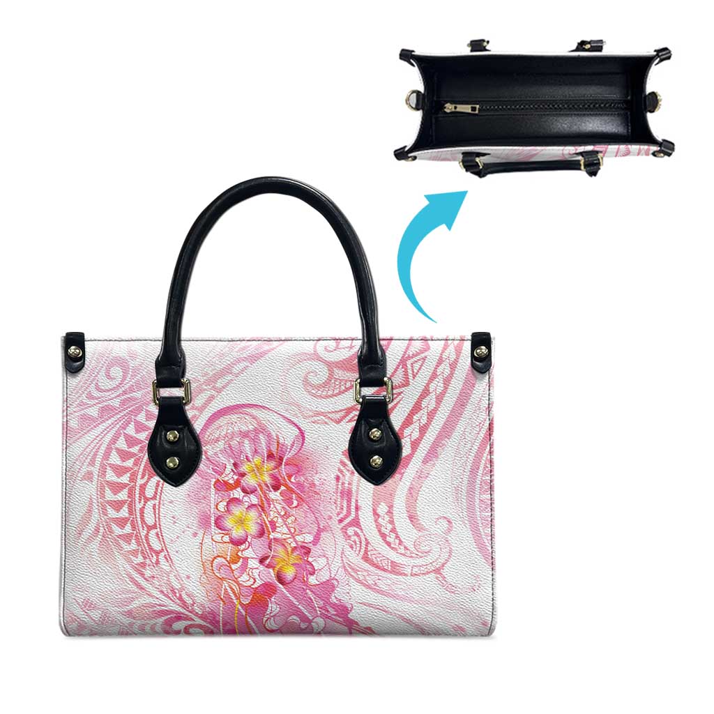 Rose Pink Polynesian Jellyfish Leather Bag Watercolor Glows LT7 - Polynesian Pride
