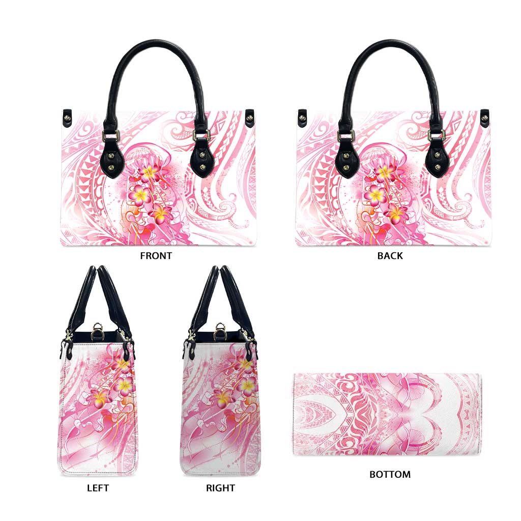 Rose Pink Polynesian Jellyfish Leather Bag Watercolor Glows LT7 - Polynesian Pride
