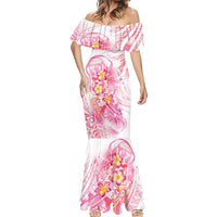 Rose Pink Polynesian Jellyfish Mermaid Dress Watercolor Glows LT7 - Polynesian Pride
